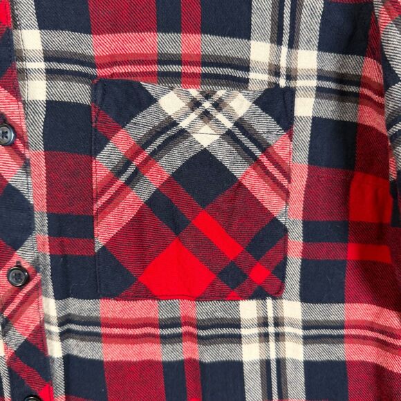 Woolrich Women’s Plaid Flannel Shirt Size Large Red Blue White Cotton - Picture 8 of 12